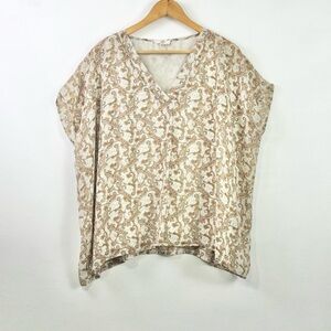 Entro Cap Sleeve Oversized Patterned Top Size Small